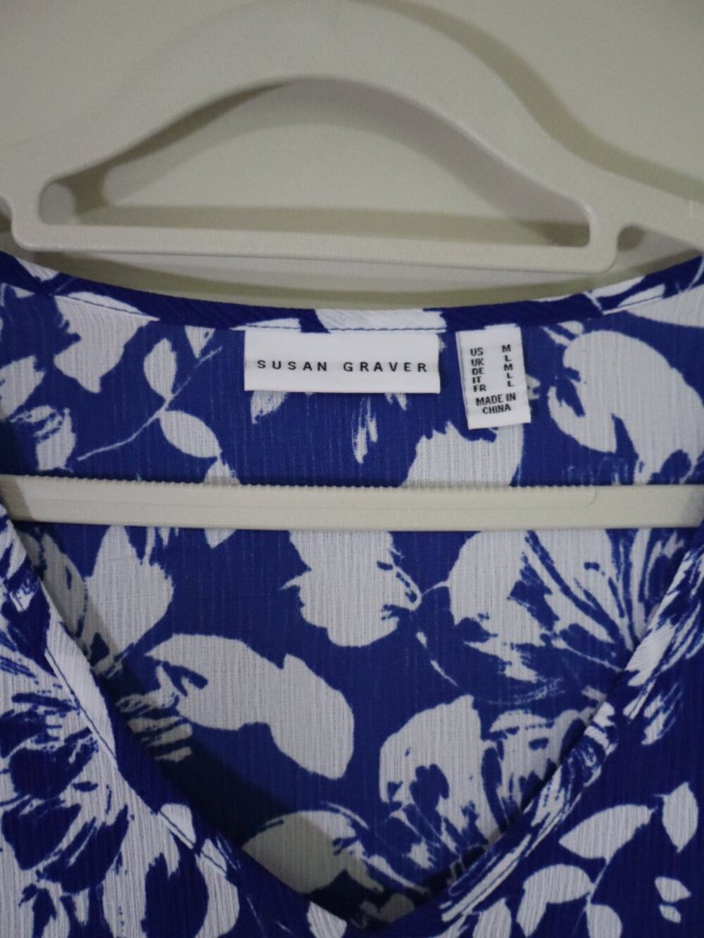 Blue and White Floral Swimsuit Cover Up with Tassels - Picture 2 of 6